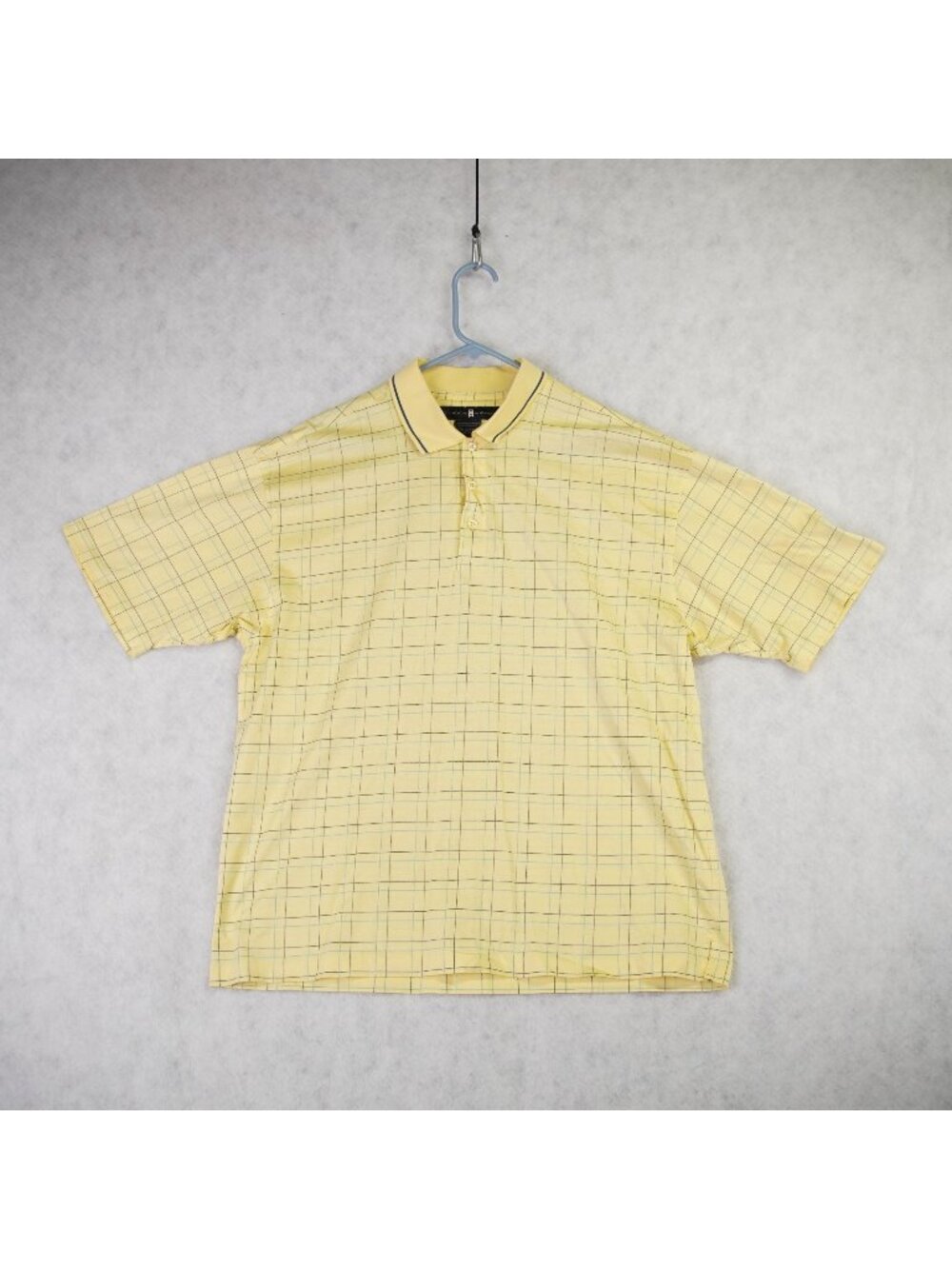 Vintage Nike Tiger Woods Yellow Check Polo Shirt Mens L Golf Casual Short Sleeve